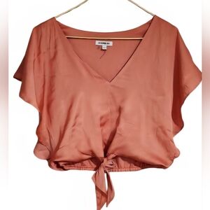 Express Women's Coral Tie-Front Blouse